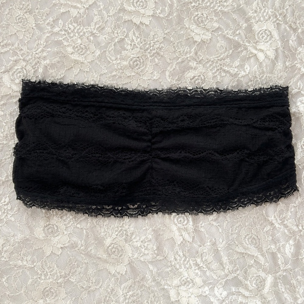 Y2K Black Lace Bandeau Bra S Boho Festival Layering Fairy Coquette Dainty Chic